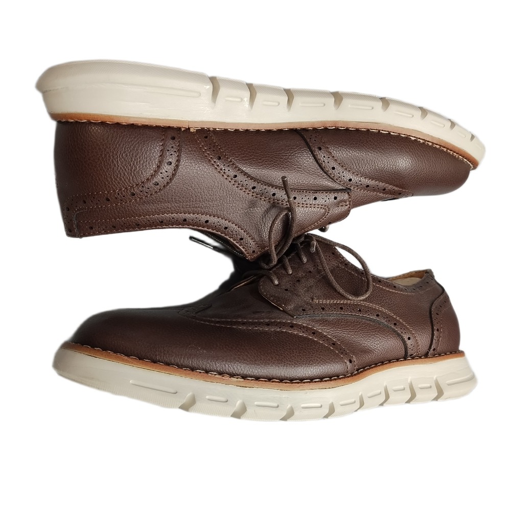 Nautica Wingdeck Wingtip Oxford Shoes Mens US 10 Brown Pebbled Synthetic Lace Up